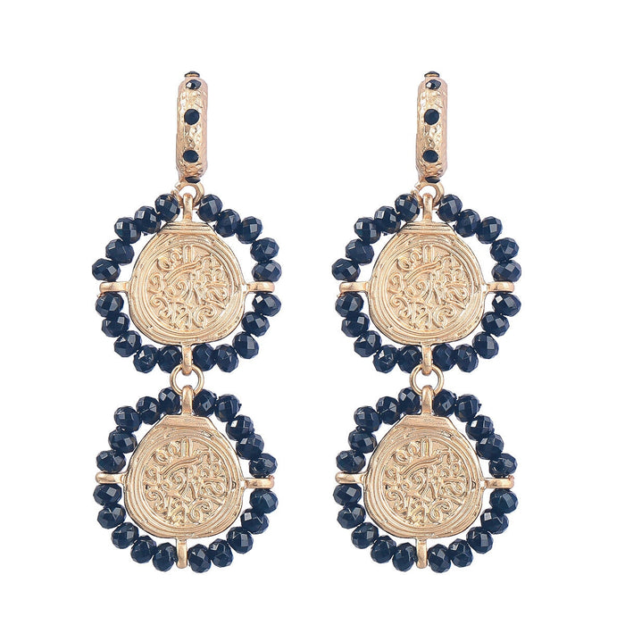 Wholesale multi-layer braided diamond-encrusted round alloy earrings JDC-ES-JL946 Earrings 氿乐 black Wholesale Jewelry JoyasDeChina Joyas De China