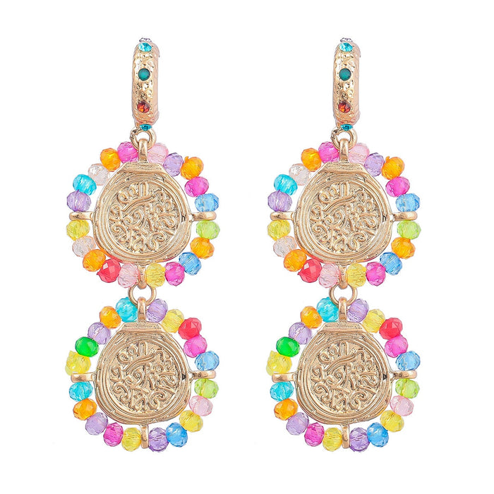 Wholesale multi-layer braided diamond-encrusted round alloy earrings JDC-ES-JL946 Earrings 氿乐 Color Wholesale Jewelry JoyasDeChina Joyas De China