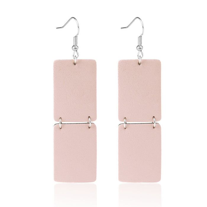 Wholesale multi-layer snake-print leather earrings JDC-ES-ManY019 Earrings JoyasDeChina Wholesale Jewelry E1903-48 double powder Wholesale Jewelry JoyasDeChina Joyas De China