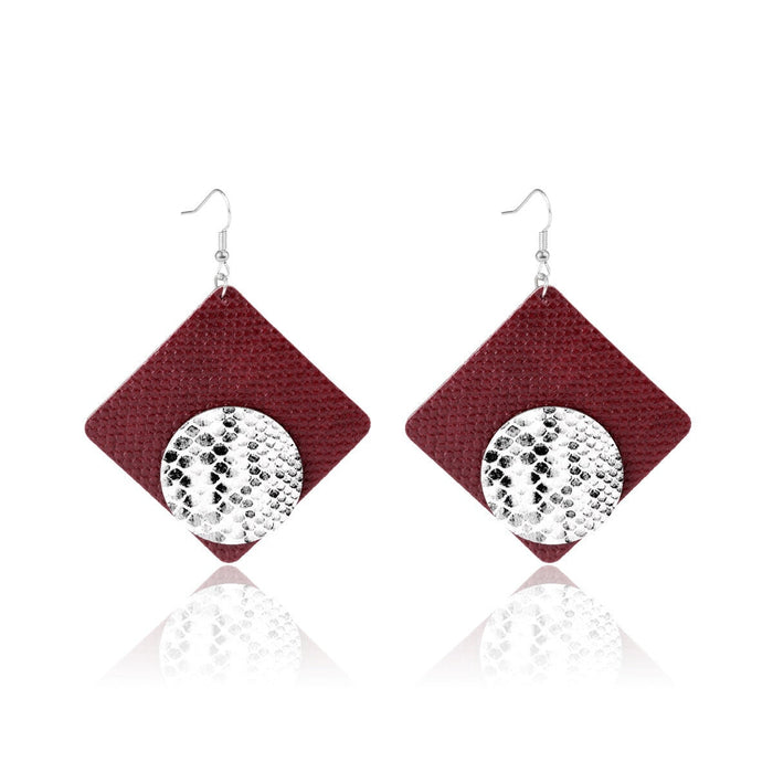 Wholesale multi-layer snake-print leather earrings JDC-ES-ManY019 Earrings JoyasDeChina Wholesale Jewelry E1903-58 Red Square Wholesale Jewelry JoyasDeChina Joyas De China