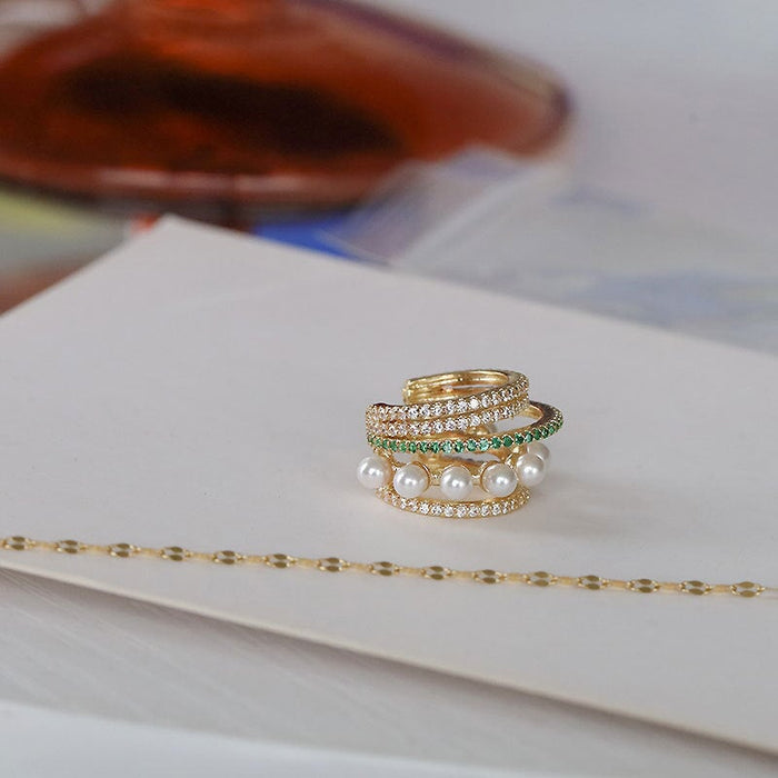 Wholesale multi-layer vintage circle pearl zirconia ear bone clip JDC-ES-ChiH015 Earrings 池豪 Wholesale Jewelry JoyasDeChina Joyas De China