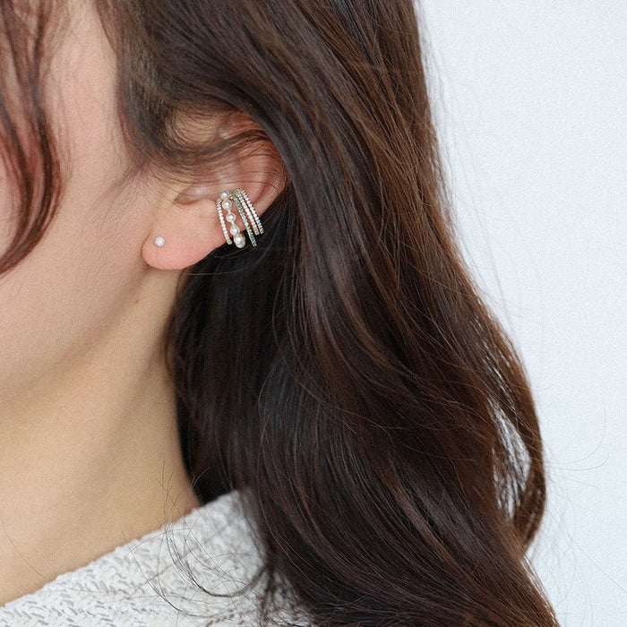 Wholesale multi-layer vintage circle pearl zirconia ear bone clip JDC-ES-ChiH015 Earrings 池豪 Wholesale Jewelry JoyasDeChina Joyas De China