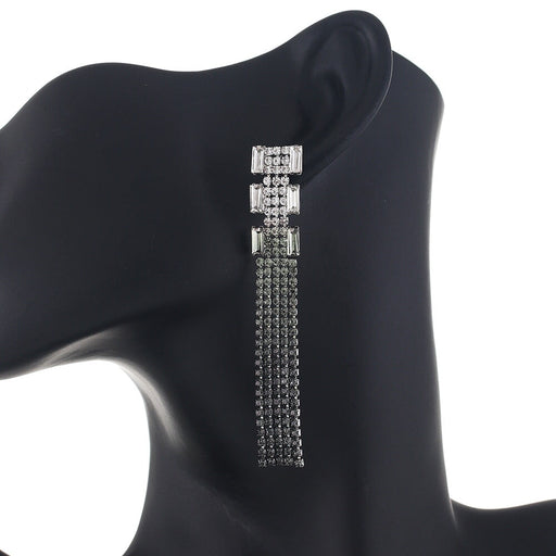 Wholesale Multicolored Gradient Rhinestone and Zircon Tassel Drop Earrings JDC-ES-ZHONGW005 Earrings 众薇 Wholesale Jewelry JoyasDeChina Joyas De China