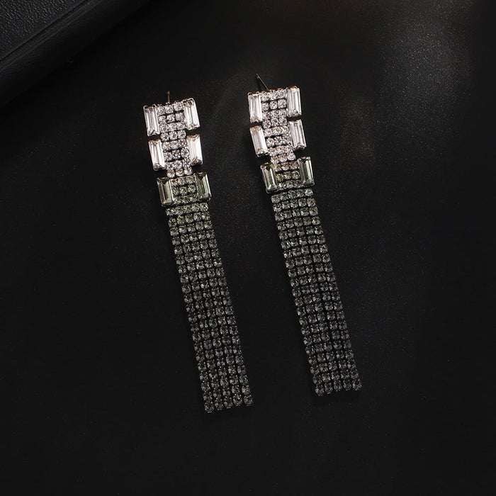 Wholesale Multicolored Gradient Rhinestone and Zircon Tassel Drop Earrings JDC-ES-ZHONGW005 Earrings 众薇 Wholesale Jewelry JoyasDeChina Joyas De China