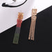 Wholesale Multicolored Gradient Rhinestone and Zircon Tassel Drop Earrings JDC-ES-ZHONGW005 Earrings 众薇 gray gradient Wholesale Jewelry JoyasDeChina Joyas De China