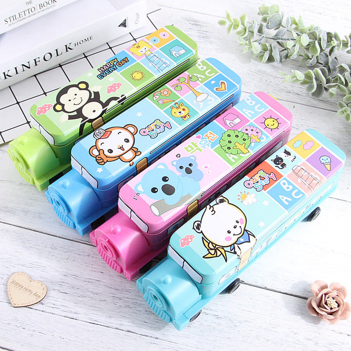 Wholesale Multifunctional Double Layer Metal Pencil Case JDC-PB-Leh003 Pencil Bags 乐豪 random one 23.5*7*6CM Wholesale Jewelry JoyasDeChina Joyas De China