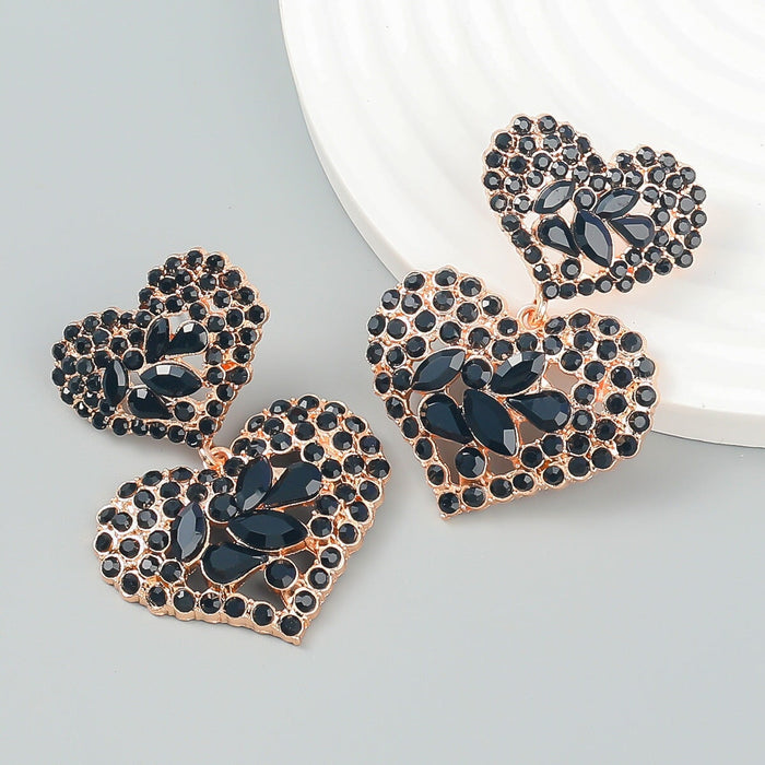 Wholesale Multilayer Heart Shaped Alloy Color Rhinestone Earrings JDC-ES-JL944 Earrings 氿乐 Wholesale Jewelry JoyasDeChina Joyas De China