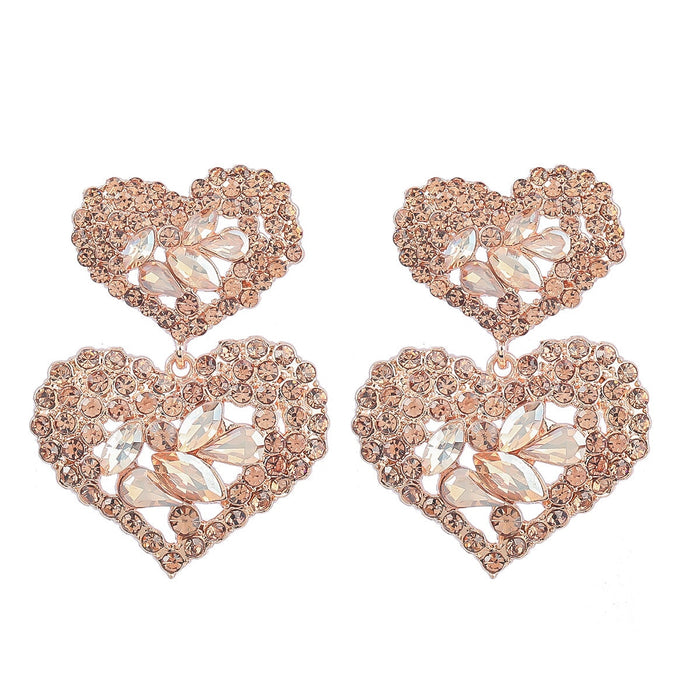 Wholesale Multilayer Heart Shaped Alloy Color Rhinestone Earrings JDC-ES-JL944 Earrings 氿乐 Wholesale Jewelry JoyasDeChina Joyas De China