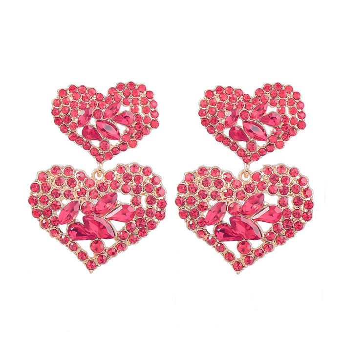 Wholesale Multilayer Heart Shaped Alloy Color Rhinestone Earrings JDC-ES-JL944 Earrings 氿乐 Wholesale Jewelry JoyasDeChina Joyas De China