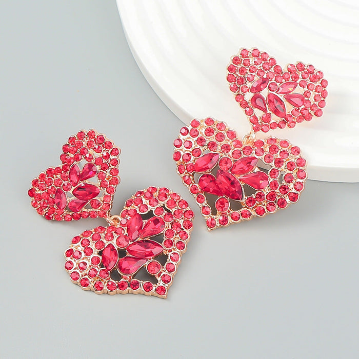 Wholesale Multilayer Heart Shaped Alloy Color Rhinestone Earrings JDC-ES-JL944 Earrings 氿乐 Wholesale Jewelry JoyasDeChina Joyas De China