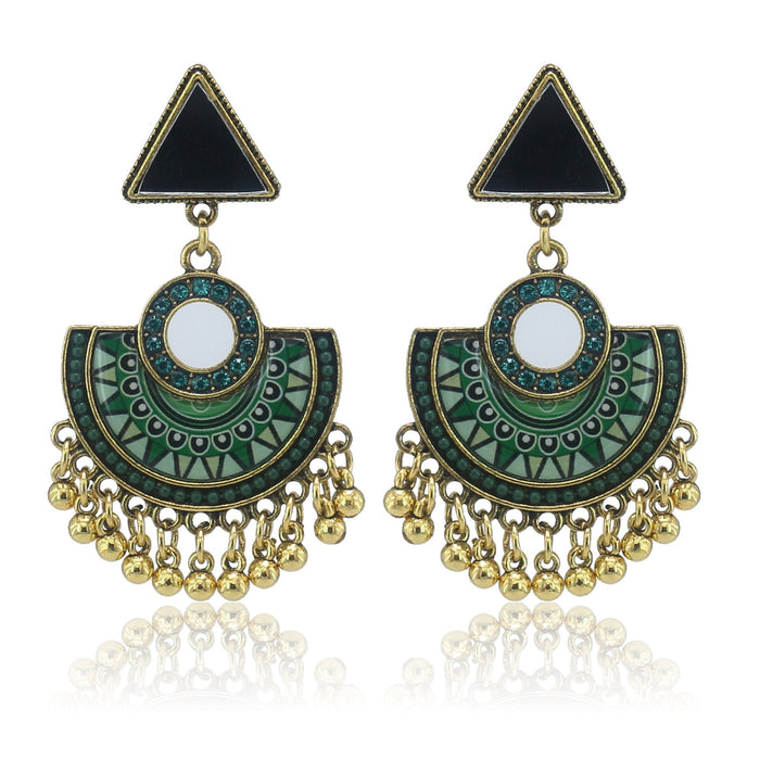 Wholesale national wind alloy Indian exotic retro palace ring JDC-ES-R2 Earrings JoyasDeChina Ancient Gold+Green Wholesale Jewelry JoyasDeChina Joyas De China