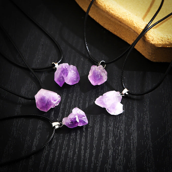Wholesale natural amethyst stone cluster gravel lavender amethyst necklace 5 strips JDC-NE-F041 Necklaces 韩之尚 Wholesale Jewelry JoyasDeChina Joyas De China