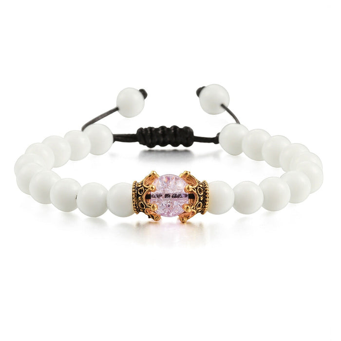 Wholesale Natural Stone Beaded Crown Bracelet JDC-BT-JiuJ012 Bracelet 九江 purple Wholesale Jewelry JoyasDeChina Joyas De China