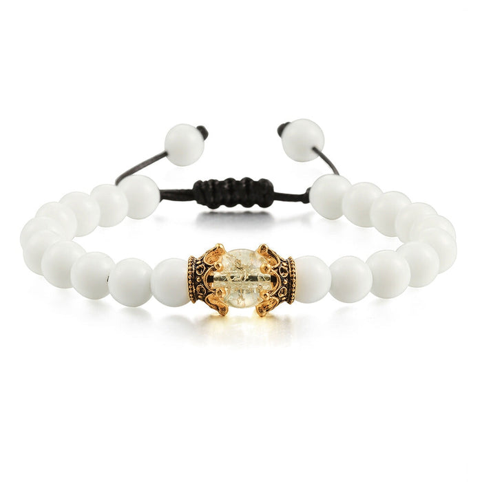 Wholesale Natural Stone Beaded Crown Bracelet JDC-BT-JiuJ012 Bracelet 九江 yellow Wholesale Jewelry JoyasDeChina Joyas De China