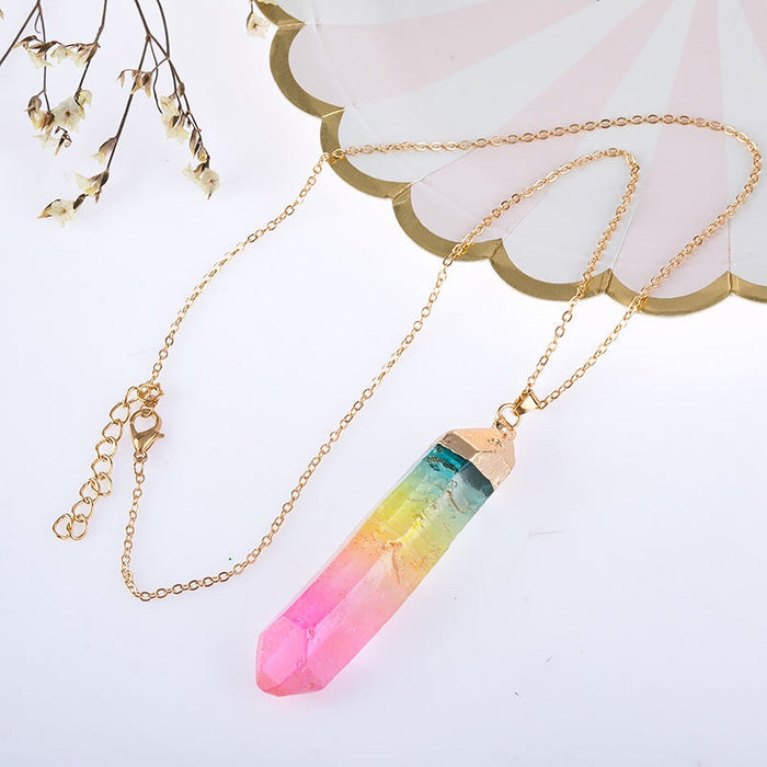 Wholesale Natural Stone Cylinder Mixed Color Crystal Necklace Sweater Chain JDC-NE-Saip009 Necklaces 赛蒲 Wholesale Jewelry JoyasDeChina Joyas De China