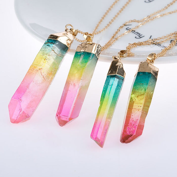 Wholesale Natural Stone Cylinder Mixed Color Crystal Necklace Sweater Chain JDC-NE-Saip009 Necklaces 赛蒲 Wholesale Jewelry JoyasDeChina Joyas De China