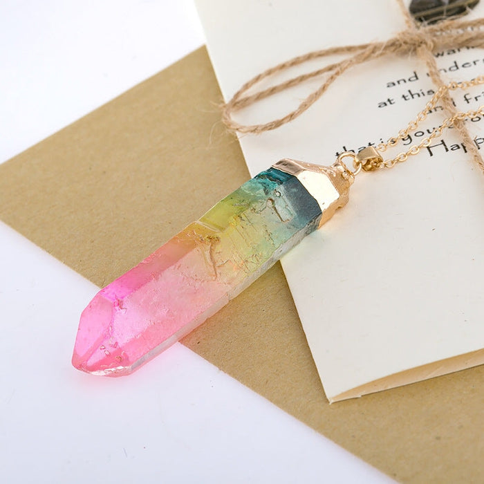 Wholesale Natural Stone Cylinder Mixed Color Crystal Necklace Sweater Chain JDC-NE-Saip009 Necklaces 赛蒲 Wholesale Jewelry JoyasDeChina Joyas De China