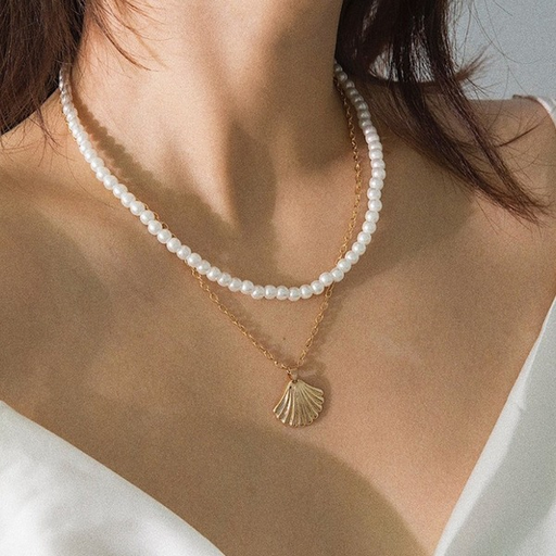 Bulk Jewelry Wholesale Neckaces artificial pearl double shell JDC-NE-xc014 Wholesale factory from China YIWU China