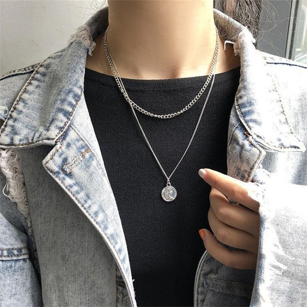 Bulk Jewelry Wholesale necklace beauty head coin JDC-NE-xc019 Wholesale factory from China YIWU China