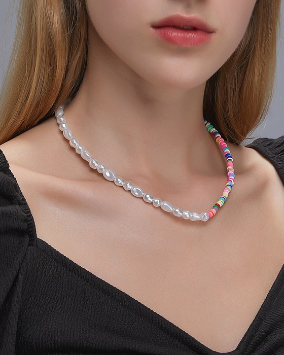 Bulk Jewelry Wholesale Necklace color soft pottery pearl chain JDC-NE-D579 Wholesale factory from China YIWU China