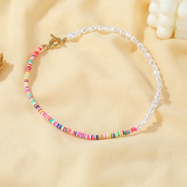 Bulk Jewelry Wholesale Necklace color soft pottery pearl chain JDC-NE-D579 Wholesale factory from China YIWU China