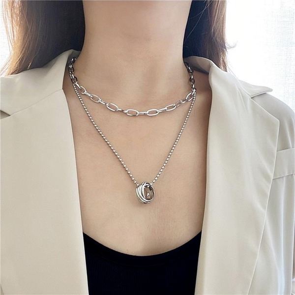 Bulk Jewelry Wholesale necklace double-layered ring JDC-NE-xc010 Wholesale factory from China YIWU China