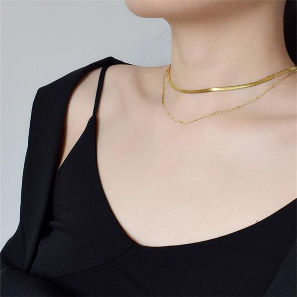 Bulk Jewelry Wholesale Necklace double-layered snake bone ball collarbone chain  JDC-NE-xc034 Wholesale factory from China YIWU China