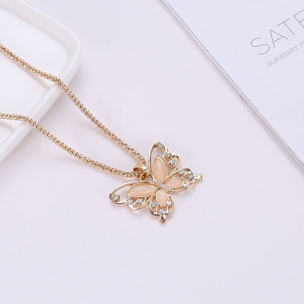 Bulk Jewelry Wholesale necklace gold alloy opal hollow butterfly necklace JDC-NE-D589 Wholesale factory from China YIWU China