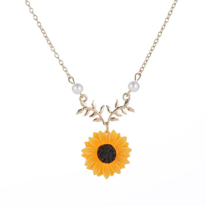 Bulk Jewelry Wholesale necklace gold alloy pearl sunflower necklace female JDC-NE-D573 Wholesale factory from China YIWU China