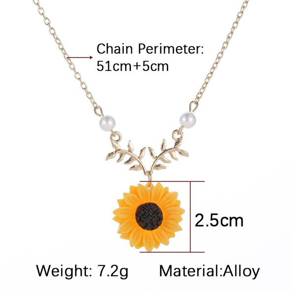 Bulk Jewelry Wholesale necklace gold alloy pearl sunflower necklace female JDC-NE-D573 Wholesale factory from China YIWU China