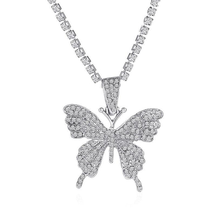 Bulk Jewelry Wholesale necklace gold alloy rhinestone butterfly pendant necklace JDC-NE-D552 Wholesale factory from China YIWU China