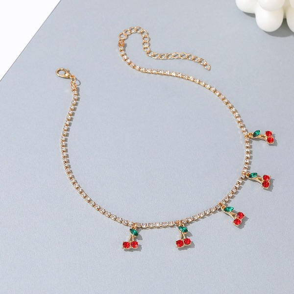 Bulk Jewelry Wholesale necklace gold alloy water drill cherry necklace JDC-NE-D593 Wholesale factory from China YIWU China