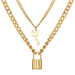Bulk Jewelry Wholesale necklace key lock multilayer vintage alloy double layer JDC-NE-xc081 Wholesale factory from China YIWU China