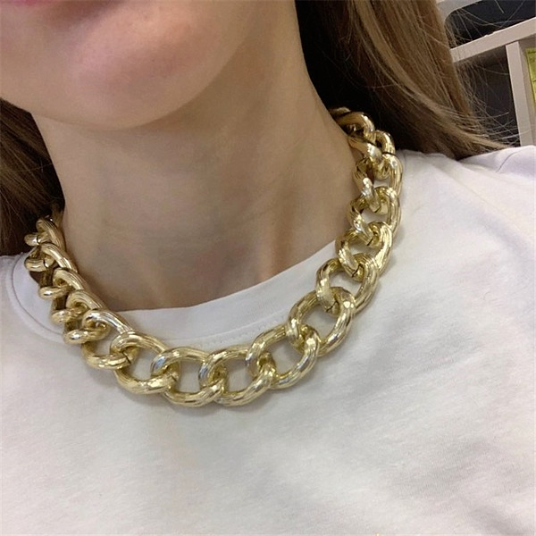 Bulk Jewelry Wholesale Necklace metal geometric simple single thick chain JDC-NE-xc024 Wholesale factory from China YIWU China