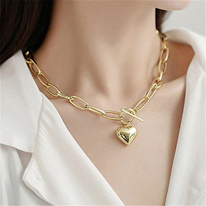 Bulk Jewelry Wholesale Necklace metal personality gold heart pendant  JDC-NE-xc033 Wholesale factory from China YIWU China