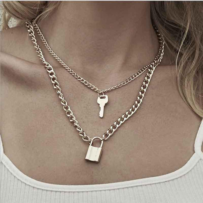 Bulk Jewelry Wholesale necklace multi-layer necklace key lock pendant  JDC-NE-xc070 Wholesale factory from China YIWU China