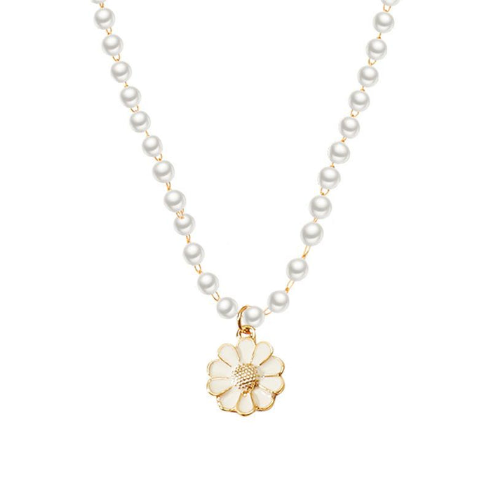 Bulk Jewelry Wholesale necklace white alloy small flower pearl necklace JDC-NE-D562 Wholesale factory from China YIWU China