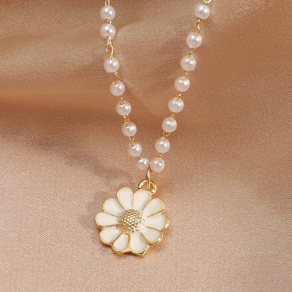 Bulk Jewelry Wholesale necklace white alloy small flower pearl necklace JDC-NE-D562 Wholesale factory from China YIWU China