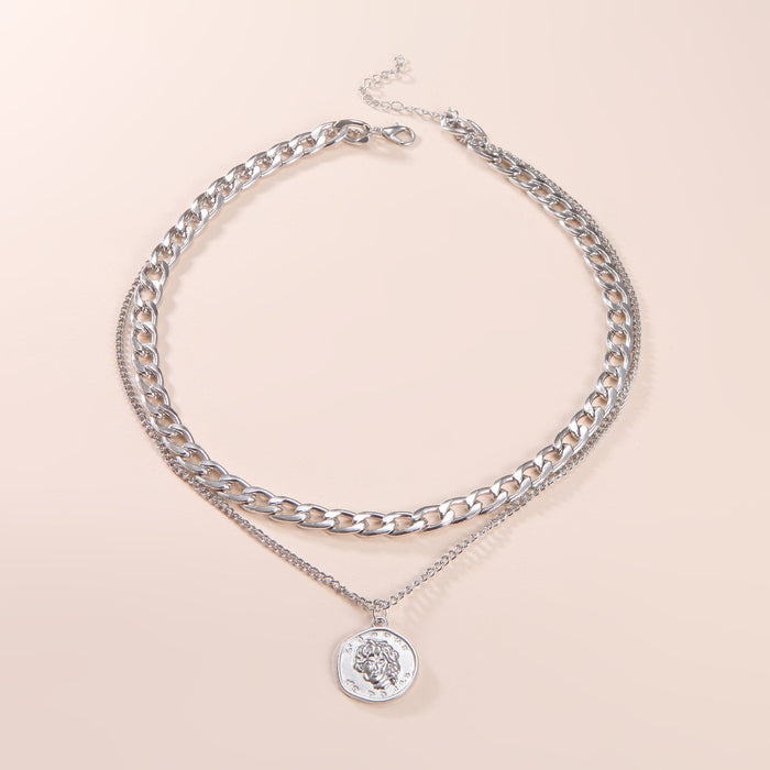 Bulk Jewelry Wholesale Necklaces Silver vintage portrait Alloy JDC-NE-cy010 Wholesale factory from China YIWU China