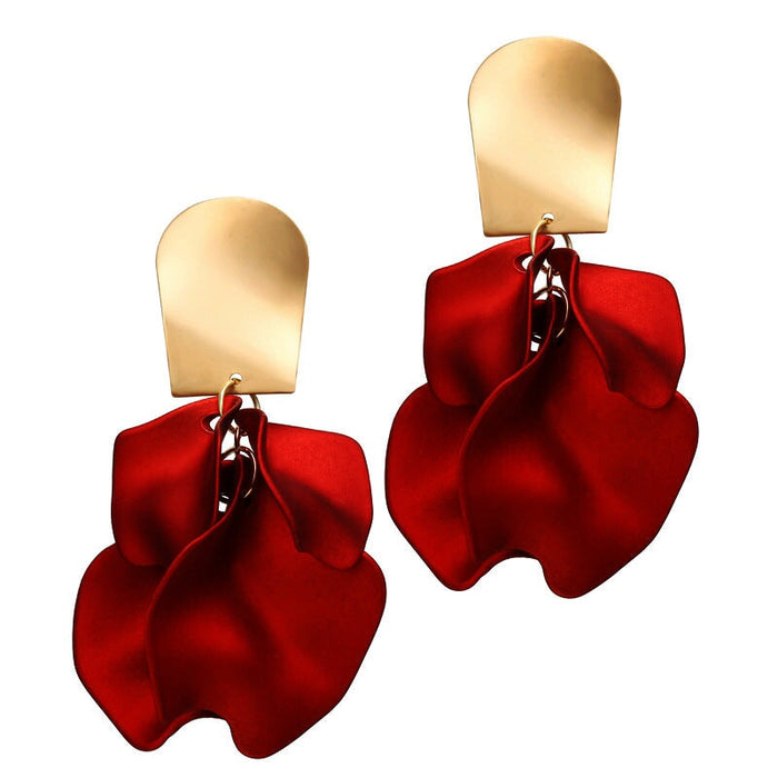 Wholesale New Alloy Red Rose Petal Earrings JDC-ES-F009 earrings 韩之尚 Wholesale Jewelry JoyasDeChina Joyas De China