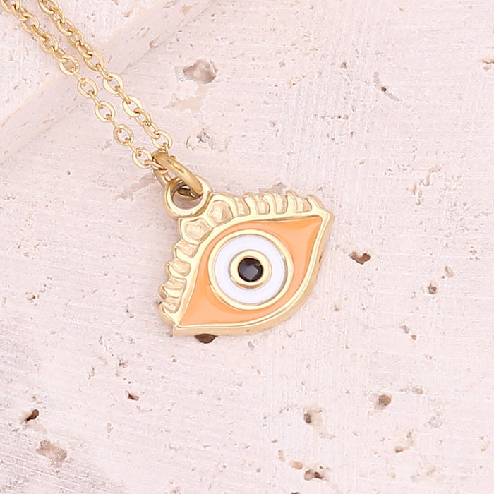 Wholesale oil drop eye necklace star moon stainless steel necklace love pendant JDC-NE-Bingm010 stainless steel 冰萌 13# orange Wholesale Jewelry JoyasDeChina Joyas De China