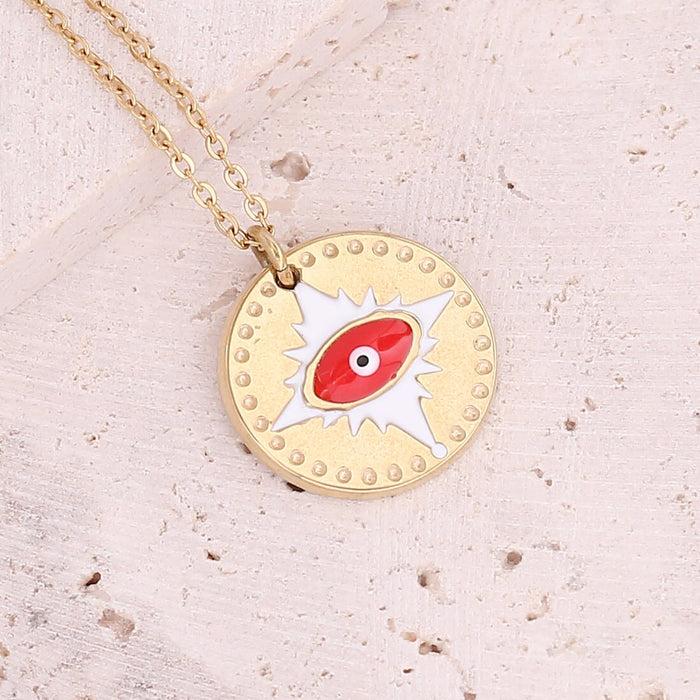 Wholesale oil drop eye necklace star moon stainless steel necklace love pendant JDC-NE-Bingm010 stainless steel 冰萌 14# red Wholesale Jewelry JoyasDeChina Joyas De China