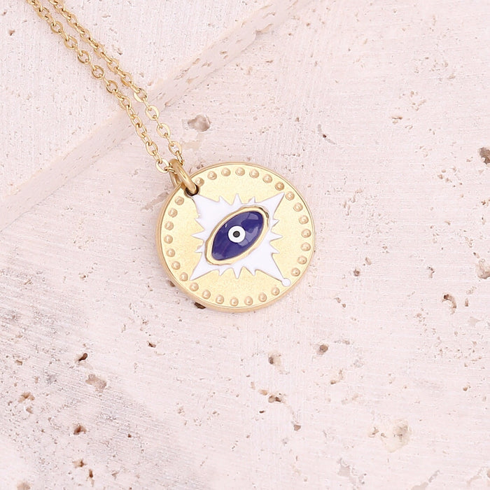 Wholesale oil drop eye necklace star moon stainless steel necklace love pendant JDC-NE-Bingm010 stainless steel 冰萌 3# sapphire blue Wholesale Jewelry JoyasDeChina Joyas De China