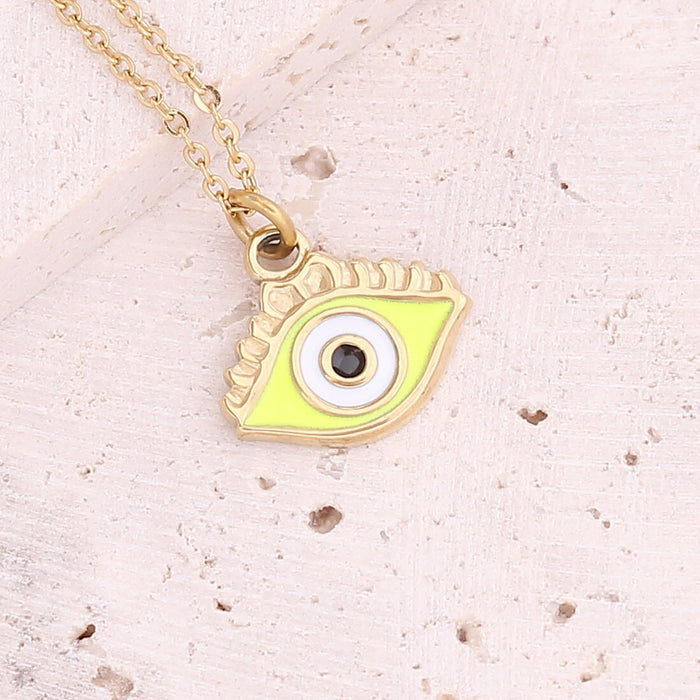 Wholesale oil drop eye necklace star moon stainless steel necklace love pendant JDC-NE-Bingm010 stainless steel 冰萌 4# yellow Wholesale Jewelry JoyasDeChina Joyas De China