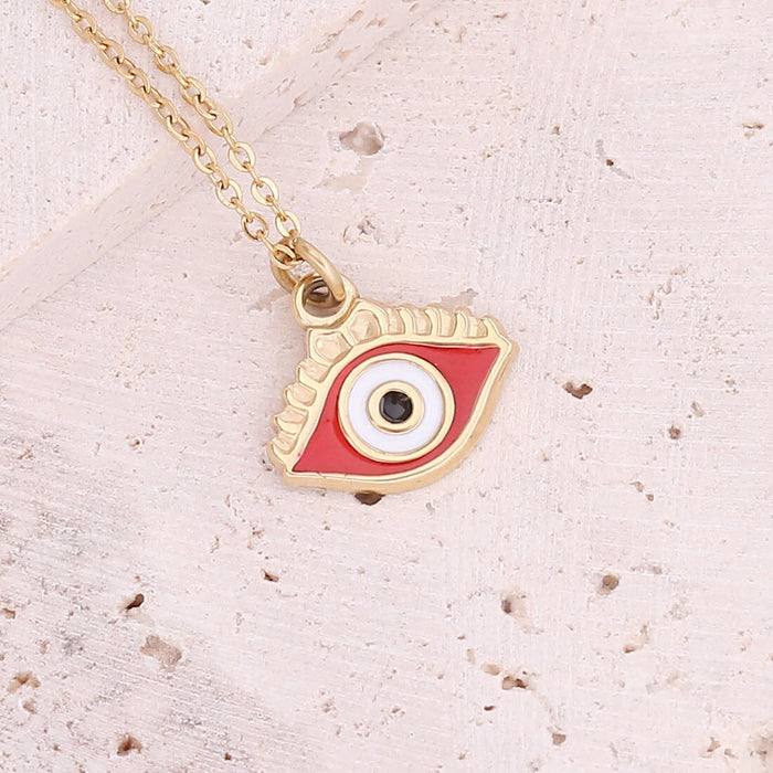 Wholesale oil drop eye necklace star moon stainless steel necklace love pendant JDC-NE-Bingm010 stainless steel 冰萌 6# Dahong Wholesale Jewelry JoyasDeChina Joyas De China