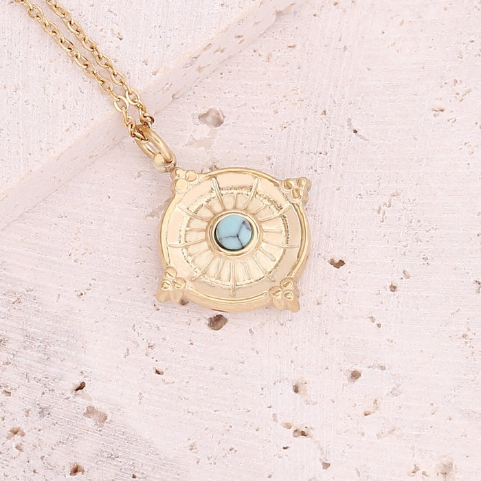 Wholesale oil drop eye necklace star moon stainless steel necklace love pendant JDC-NE-Bingm010 stainless steel 冰萌 8# Turquoise Wholesale Jewelry JoyasDeChina Joyas De China