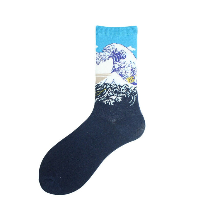 Wholesale Oil Painting Cotton Socks Breathable Men's Socks JDC-SK-Kaf021 Sock 咖范 1 40CM Wholesale Jewelry JoyasDeChina Joyas De China