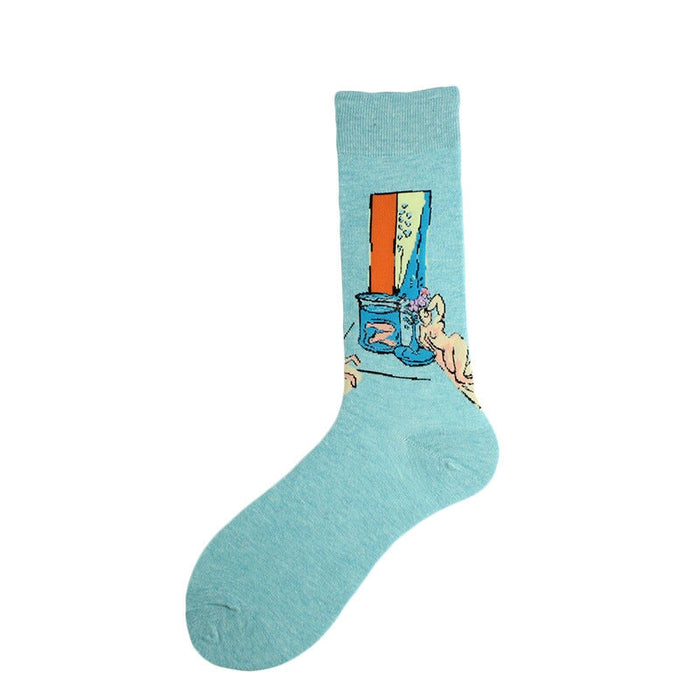 Wholesale Oil Painting Cotton Socks Breathable Men's Socks JDC-SK-Kaf024 Sock 咖范 9 40CM Wholesale Jewelry JoyasDeChina Joyas De China