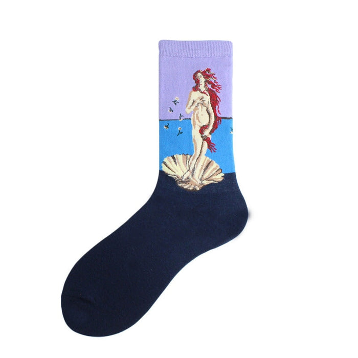 Wholesale Oil Painting Cotton Socks Breathable Men's Socks JDC-SK-Kaf025 Sock 咖范 11 40CM Wholesale Jewelry JoyasDeChina Joyas De China