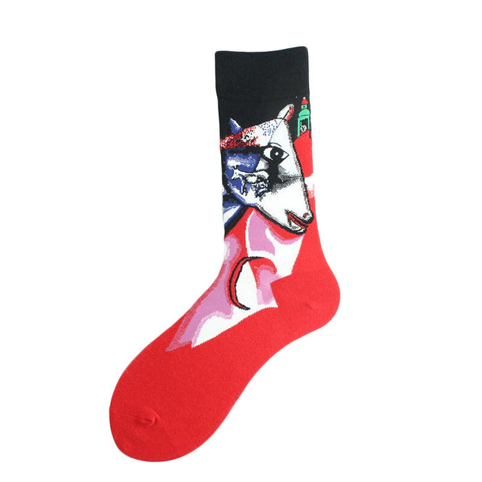 Wholesale Oil Painting Cotton Socks Breathable Men's Socks JDC-SK-Kaf032 Sock 咖范 25 40CM Wholesale Jewelry JoyasDeChina Joyas De China